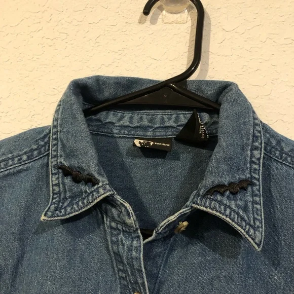 Holiday Editions Halloween Denim Button Down Shirt - Picture 4 of 6